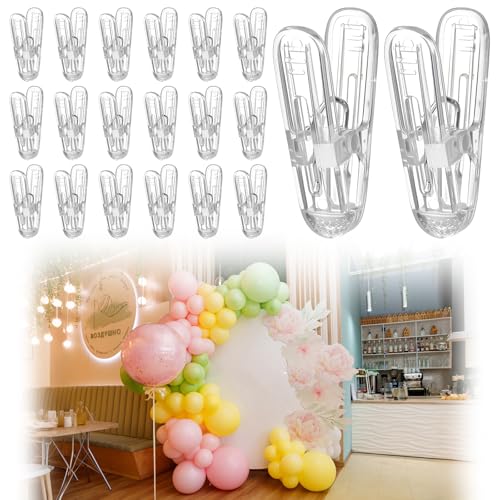 LemonRoad 20 Pack Balloon Arch Clips Plastic Spring Clamps 2.4 Inch Heavy Duty Clip for Balloon Arch Kit Birthday Decoration Crafts Backdrop Woodworking Photography Studios (Transparent) - color: Transparent