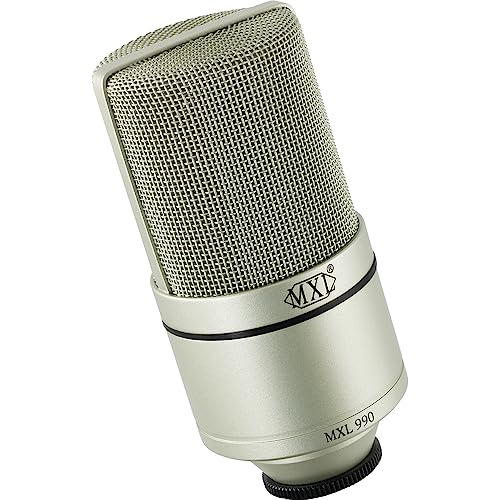 MXL 990 Condenser Microphone for Podcasting, Singing, Home Studio Recording, Gaming & Streaming | Detailed Sound | XLR | Large Diaphragm (Champagne) - style: MXL 990