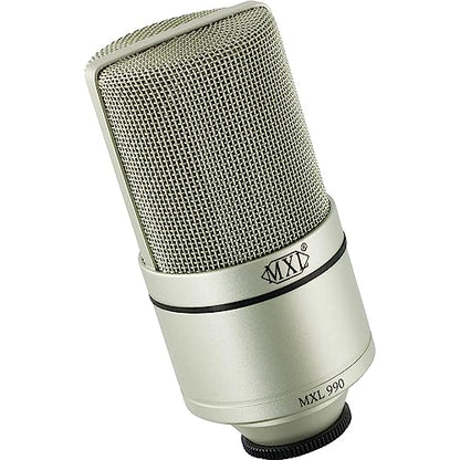 MXL 990 Condenser Microphone for Podcasting, Singing, Home Studio Recording, Gaming & Streaming | Detailed Sound | XLR | Large Diaphragm (Champagne) - style: MXL 990