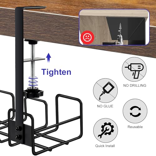 OneLeaf Under Desk Cable Management Tray - No Drill Wire Management Rack for Office, Computer Desk Accessories with Cable Organization - size: 1 Pack - Medium