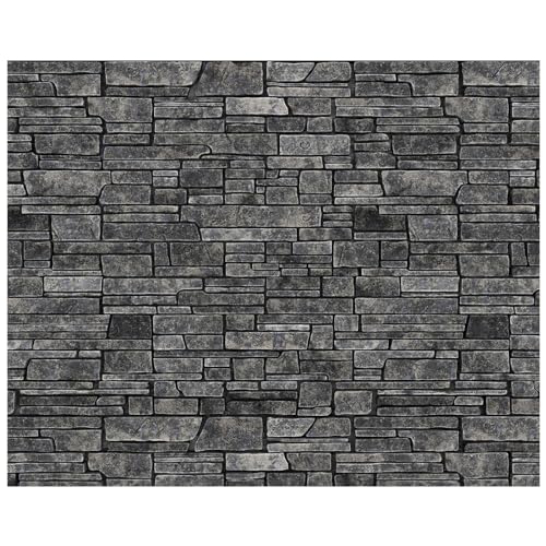 VitalCozy 10 x 8 ft Brick Wall Backdrop for Photoshoot Polyester Fabric Dark Gray Brick Backdrop Background for Fireplace Home Decoration Newborn Birthday Party - color: Dark Gray, size: 10 x 8 ft
