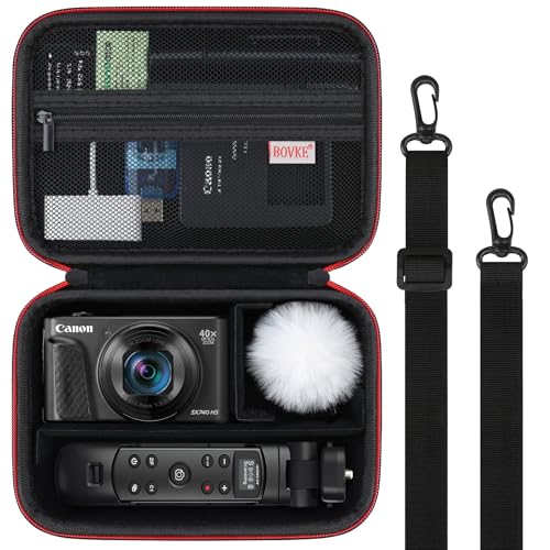 BOVKE Carrying Case for Canon G7X Mark III Mark II, PowerShot SX740 SX730, Sony ZV-1 II/ZV-1F Compact 4K Vlogging Digital Camera Travel Storage Bag for Tripod Microphone Cameras Accessory, Black - color: Black