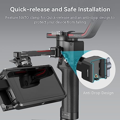 SMALLRIG Adjustable Camera Monitor Mount with Quick Release NATO Clamp, Cold Shoe Mount, Anti-Twist Design for DJI RS 5 / RS 4 Mini/RS 4 / RS 4 Pro/RS 2 / RSC 2 / RS 3 / RS 3 Pro/RS 3 Mini - style: Normal
