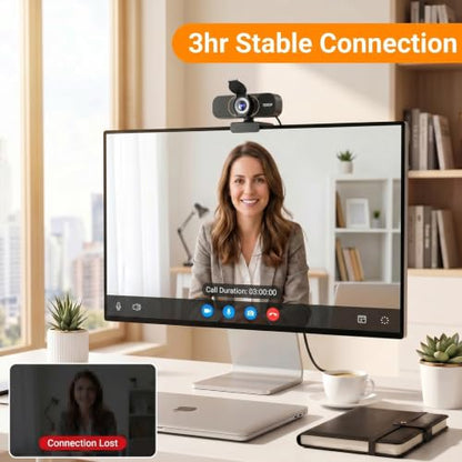 1080P Webcam for PC & Laptop with Microphone — Stay Connected | Plug and Play No Driver, Crystal Clear Video Auto Lighting, Privacy Physically Protected, Mount It Anywhere in Seconds - color: Black