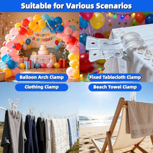 10 Pack Balloon Arch Clips, 3.5" Heavy Duty Transparent Plastic Spring Clamps, Large Backdrop Clips for Birthday Wedding Party Decoration, Backdrop, Photo Studio & Craft Supplies