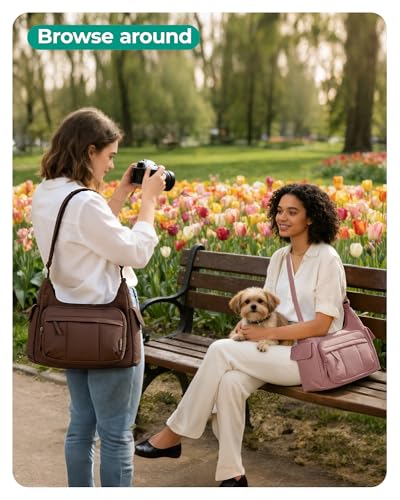 BAGSMART 2 in 1 Puffy Camera Sling Bag for Photographer, Everyday Shoulder Crossbody Bag with Pockets Digital Camera Case for DSLR/Mirrorless, Coffee Brown - color: Coffee brown