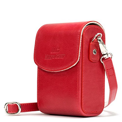 MegaGear Leather Camera Case with Strap Compatible with Canon PowerShot G7 X Mark III, G7 X Mark II, G7 X - MG1216, Red - color: Red