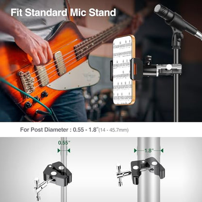 elitehood 360 Swivel Tilt Phone Holder and Mount, Adjustable for Music Boom Mic and All iPhone, Android Cell Phone - style: Front Mount