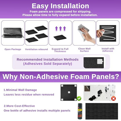 52 Pack Acoustic Foam Panels 1" x 12" x 12"Acoustic Wedge Studio Foam Sound Absorption Wall Panels (Black/Blue) - color: 52 Pack 26 Black+26 Blue, size: 12” x 12" x 1"
