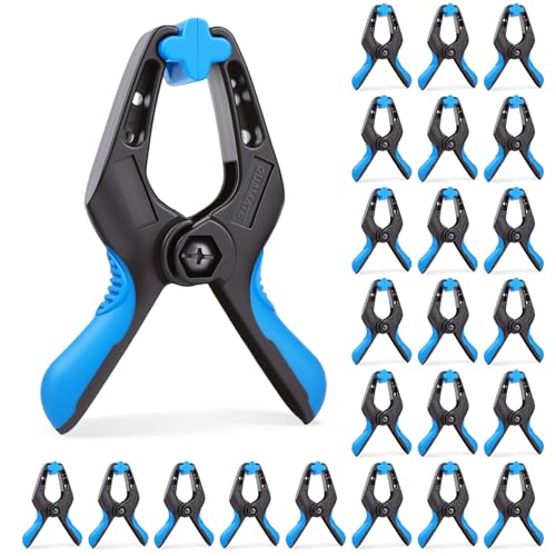 24 Pack 3 inch Heavy Duty Spring Clamps, Small Plastic Clamps for Woodworking, Backdrop, Photography, Backdrop Stand, Crafts with 1.5 inch Jaw opening