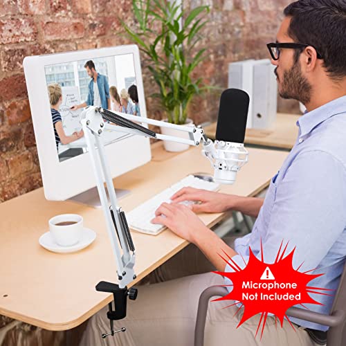 White Boom Arm for HyperX QuadCast S - White Mic Arm Compatible with Hyperx Quadcast White Microphone, Premium Microphone Boom Arm Stand by YOUSHARES - color: 02 QuadCast S Boom Arm