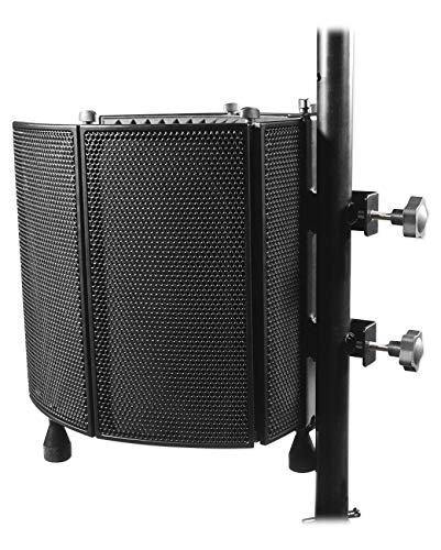Rockville ROCKSHIELD 3 Large Studio Mic Isolation Shield, Sound Dampening | Acoustic Foam, 5-Panel, Stand Mountable, Desktop Use, Steel Frame, Foldable, Vented Back Plate, 5/8 Adapter, Tripod Base