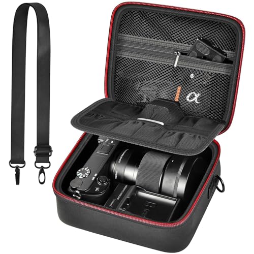 casmilee Camera Case for Sony Alpha ZV-E10 Alpha a6400/ a6700/ a6100/ a6000/ a6600/ a6500 Mirrorless Digital Camera, Hard Travel Bag with a Shoulder Strap for Lens & Accessories (Black, Medium) - color: Black, size: Medium