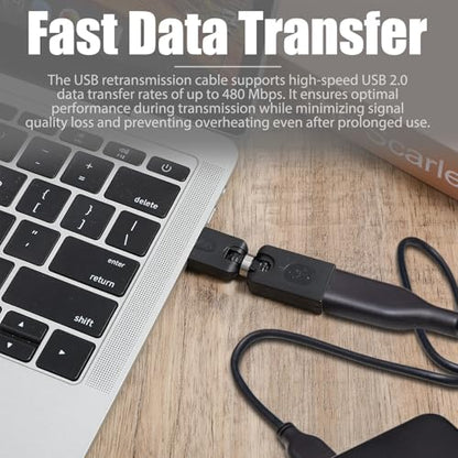 2 Pack USB 90 Degree Adapter, USB Male to Female USB2.0 Adapter | Rotatable 360 Degree Black Adjustable USB Right Angle Adapters Extension Adapters Convertor