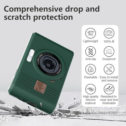 Case for Kodak PIXPRO C1 accessories,Soft Silicone Protective Case,Comes with 2 Screen Protectors and 1 Wrist Strap - Dark green - color: Dark green