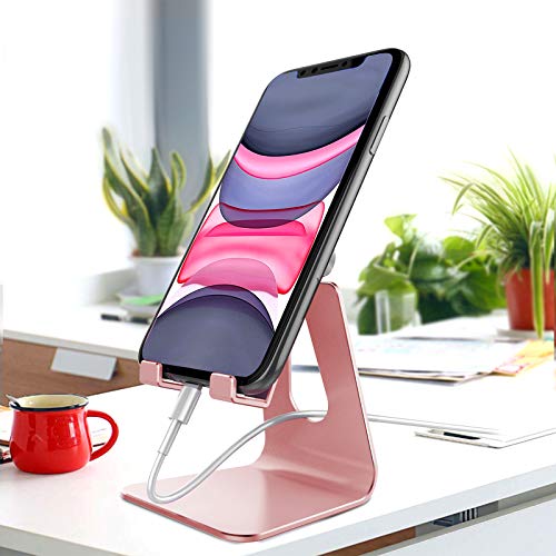 CreaDream Adjustable Cell Phone Stand, Phone Stand, Cradle, Dock, Holder, Aluminum Desktop Stand Compatible with Phone 16 15 14 13 12 11 Pro Max Plus SE, Accessories Desk, All Mobile Phones-Rose Gold - color: Rose Gold