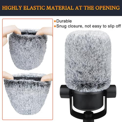 SOULWIT Microphone Furry Windscreen for RØDE (Rode) PodMic Cardioid Dynamic Broadcast, Wind Muff Pop Filter Mic Cover - Gray