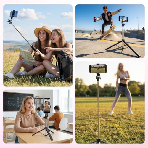 Content Creator Vlogging Kit,70inch Selfie Stick Tripod with Light and Wireless Microphones,Content Creator Essentials for iPhone/Android,Phone Tripod for Tiktok &YouTube Starter Kit