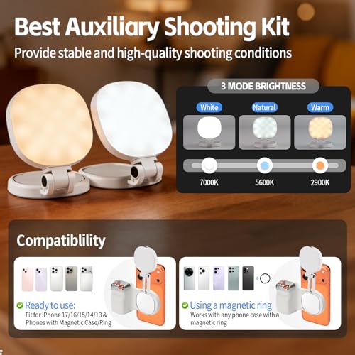 Magnetic Phone Camera Grip, Fun Shot Magnetic Camera Grip & Selfie Light for iPhone & Android with Wireless Shutter Button, Creator Kit for TikTok/Selfies/Photography/Video - size: Phone Camera Grip with Light