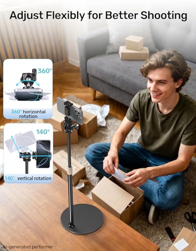 Webcam Stand for Desk, Raise Height Desktop Stand with Adjustment for Logitech Webcam C920 C922 BRIO, 360°Rotatable Ballhead Desktop Tripod for Live Streaming/Video Calling with 1/4" Thread - size: 15.3" - 25.8" in height