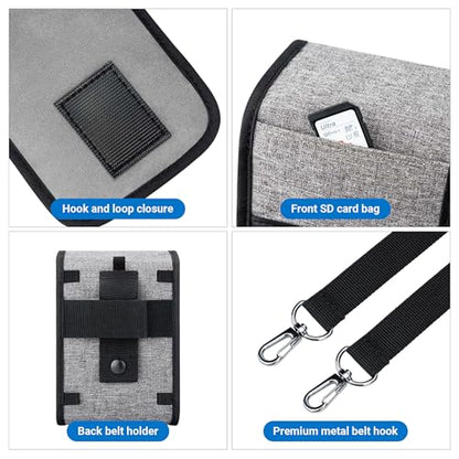 Compact Camera Case for Lumix L10 Fuji X100VI X-T30 II +13-33mm lens | Fits for X-T30 II +13-33mm A6600/Nikon Z30+ 16-50mm lens. Soft lining. Front+side pockets. shoulder strap,Anti Scratch - color: Compact Camera Case Gray