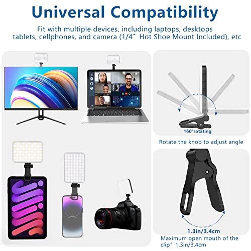 ALTSON 60 LED Portable Selfie Light Video Conference Lighting with Clip & Camera Tripod Adapter Rechargeable 2200mAh CRI 97+, 3 Light Modes for Phone iPhone Webcam Laptop Photo Makeup - color: Black