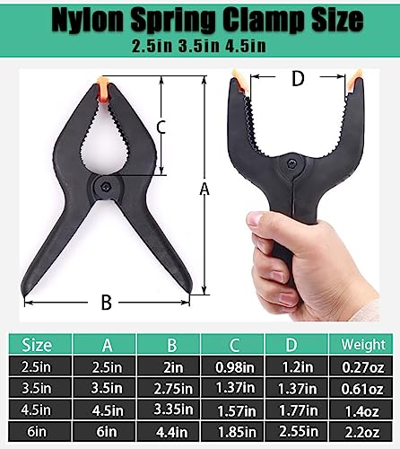 Spring Clamps,6 Pack 6in Professional Plastic Heavy Duty Spring Clips for Crafts, Backdrop Clips Clamps for Backdrop Stand,Photography Studios,Woodworking,Home Improvement - style: 6 Pack 6in