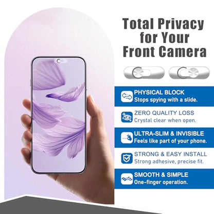 Front Camera Cover Compatible for Smartphones,Webcam Cover Compatible for Pixel/Galaxy/iPad,Protect Privacy and Security,Camera Slide Protection,2 Pack-Silver - color: Silver