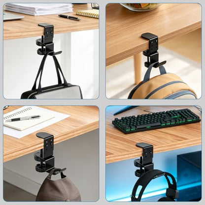 MYITYARD Clamp Mug Hooks Under Desk, Clip On Hook Cup Holder, Desktop Hanging Headphone Hook for Office, Computer Desk, Student Class Desk, Cabinet - color: Desk Hooks