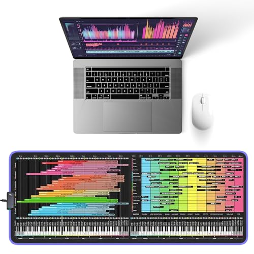 Instrument Frequency EQ Cheat Sheet Mousepad – 80×30cm (31.5"x11.8") & 35×25cm (13.8"x9.8") – Studio Desk Mat for Music Producers, DJs & Engineers – LED Version Available - size: ((XXL with LED (800x300mm)))