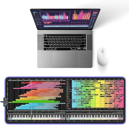 Instrument Frequency EQ Cheat Sheet Mousepad – 80×30cm (31.5"x11.8") & 35×25cm (13.8"x9.8") – Studio Desk Mat for Music Producers, DJs & Engineers – LED Version Available - size: ((XXL with LED (800x300mm)))