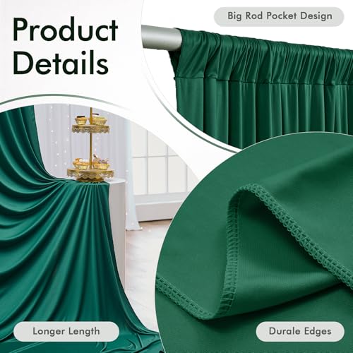 10ftx12ft Wrinkle Free Hunter Green Backdrop Curtain, 2 Panels 12FT Height Wedding Backdrop Drapes, Silky Polyester Back Drop Cloth for Birthday Photography Background Party Backdrop Draping - color: Hunter Green, size: (W)5ft x (H)12ft (2 Panel)