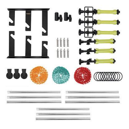 Photography Backdrop Roller Support System, 3 Rollers, 120-inch Stainless Steel Crossbars, Wall/Celing/Light Stand Backdrop Mount, Background Support - color: Red/Yellow/Green Plastic Chain+120inch Crossbars