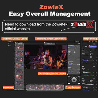 zowietek 4K PTZ Camera, ZowiePTZ, Ergo-Ease Remote Control(No Battery), ZowieX APP Manager, 25X Optical+12X Digital Zoom, SDI/HDMI/USB, RTSP/RTMP(s)/SRT Stream, Meeting, Church, Event, Teaching - color: HDMI SDI USB, size: 25X
