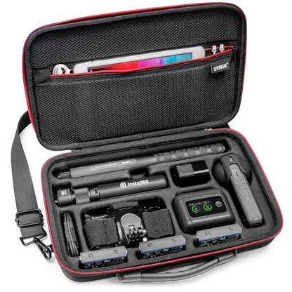 SYMIK S320-X Carrying Case for Insta360 X5 X4 Air, Anti-water Splash, Anti-shock Compact Travel Bag with Shoulder Strap, Handy Handle, Protective Storage Nylon Case for Insta 360 X5 X4 Air Accessories