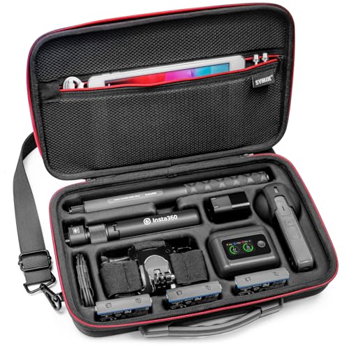 SYMIK S320-X Carrying Case for Insta360 X5 X4 Air, Anti-water Splash, Anti-shock Compact Travel Bag with Shoulder Strap, Handy Handle, Protective Storage Nylon Case for Insta 360 X5 X4 Air Accessories