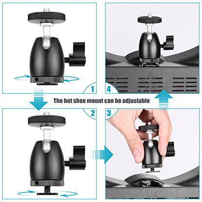 Neewer Mini Tripod Ball Head Mount, 1/4 inch Screw with Phone holder, Lock and Hot Shoe Mount Adapter Compatible with Compact DSLR Camera, LED Light,Ring Light,Load Up to 4.4 pounds/2 kilograms