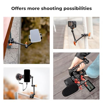 K&F CONCEPT 9.8" Magic Arm Clamp Kit with 1/4" & 3/8" Thread Screw 360° Ball Heads Articulating Magic Arm with Tripod Mount Adapter for Gopro/LED Lights/Monitor/Flash/Microphone/DSLR Camera - style: 9.8" with Adapter