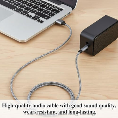 5 Ft USB to 3.5mm Audio Jack Adapter, USB to 3.5mm Audio Aux Cable, Stereo Audio-Cord, Nylon Braided AUX Converter for Headphones, Speaker, PC, Laptop, Not Applicable for Charging, Recording