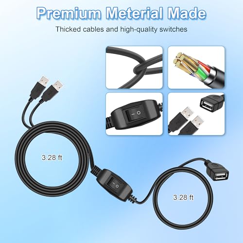 USB Splitter 1 in 2 Out, Printer Cable Splitter for Two Computers, Dual USB Male to Female Compatible Printer, Scanner or Other Devices