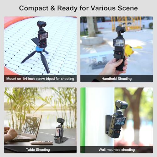 Folding Magnetic Mount Base Bracket for DJI Osmo Pocket 3 Accessories- Adjustable Magnetic Phone Mount, Portable Desktop Tripod Stand, Handheld Grip Handle, Vlogging Accessories (Black)