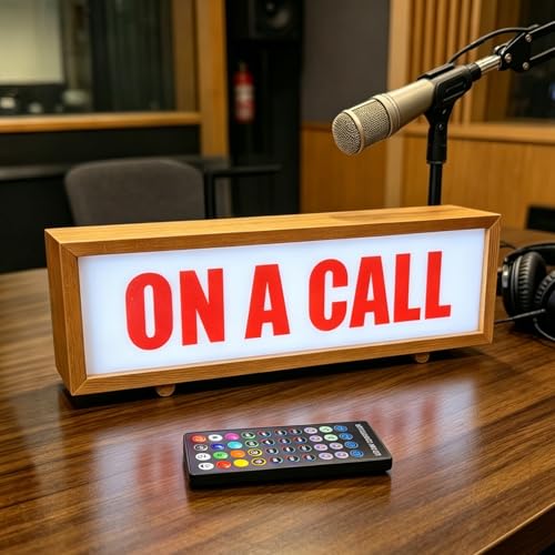 ON A Call LED Neon Lightbox Dimmable Wall Mountable Pulsing Studio Warning Sign USB Powered Remote Control LED Lamp for Home Office Video Call Radio Broadcast Stations Desk or Wall Decor - color: ON A CALL WOOD FRAME