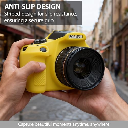 Case for Canon EOS Rebel T7 Rebel T6 Camera, Soft Silicone Rubber Protective Camera Case Cover Accessories, Lightweight, Anti-Scratch with Button Marking for EOS Rebel T7 T6 (Yellow) - color: Yellow