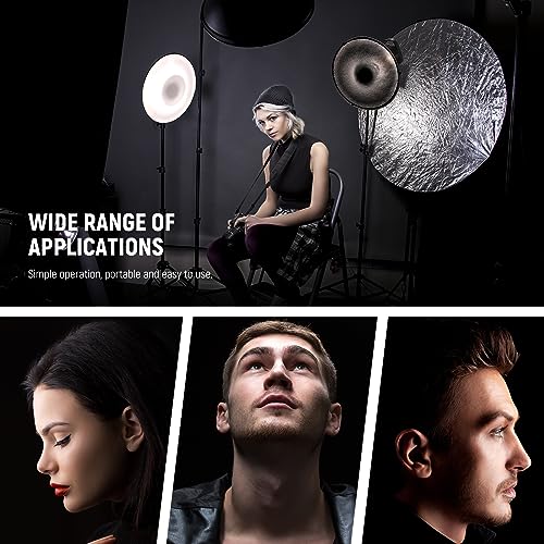 NEEWER 12"/30cm Metal Beauty Dish Bowens Mount Reflector Kit with White Diffuser Sock, Honeycomb Grid for Strobe Flash Video Light Compatible with Godox AD600 NEEWER CB60 Q4 Vision 4 S101 Series, LD30