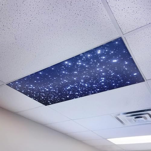 Magnetic Fluorescent Light Cover for Ceiling Lights Classroom 2x4 - High Resolution Magnetic Office Light Filter (Pack of 1) - Improve Focus, Eliminate Headaches & Eyestrain - Astronomy - color: Starry Night