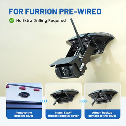 EWAY Backup Camera Bracket Adapter for Furrion RV Pre-Wired Mount, Rear View Reversing Cam Mounting Cover Plate Kit w/Power Pigtail Wire for 5th Wheel Travel Trailer Camper Pre-Installed Bracket