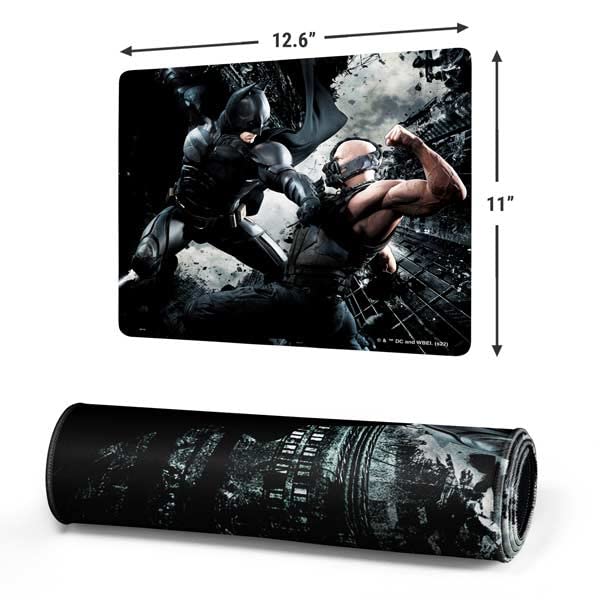 Skinit Small Gaming Mouse Pad - Officially Licensed Batman and Bane Fighting Design with Stitched Edges, Waterproof, Non-Slip Rubber Base, Desk Mat for Keyboard & Mouse, 12.6" x 11" inches - color: Black - DRKNTR01, size: 12.6" x 11"