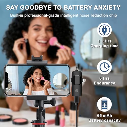 Labstandard 3-in-1 Wireless Lavalier Microphone for iPhone & Android - Studio Quality Sound with Noise Cancel, Plug & Play Mini Mic for Recording, Vlogging & Live Streaming