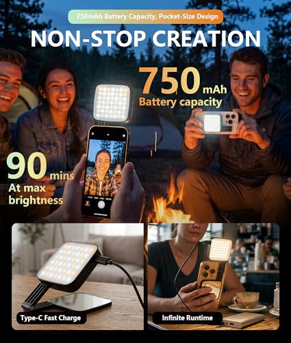 LOUERN Magnetic Dual-Sided Selfie Light Compatible with MagSafe iPhone, 42LEDs per Side, CRI95+ Rechargeable Portable & Foldable Phone Light with Mirror for TikTok, Vlogging, Zoom Calls, Photography - size: Square