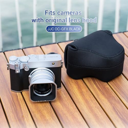 JJC Soft Neoprene Camera Case Pouch Bag for Fuji Fujifilm GFX100RF GFX 100RF with/without Original Lens Hood, GFX 100 RF Protective Storage with Inner Lanyard & Touch-Fastening Flap (NOT Fits GFX100) - size: for Fujifilm GFX100RF